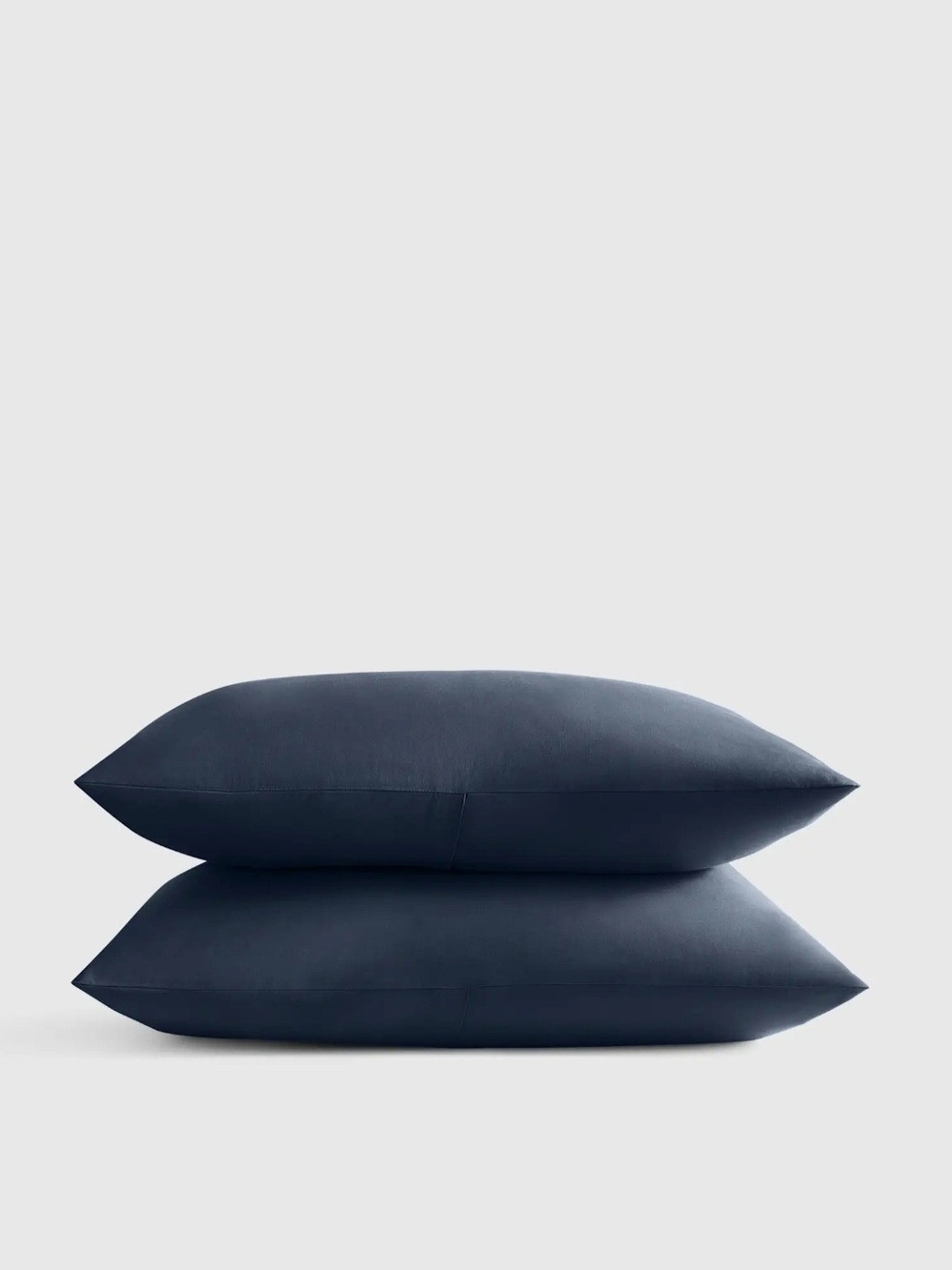 Quince Organic Crisp Percale Pillowcase Set Of 2, King, Navy, Like New